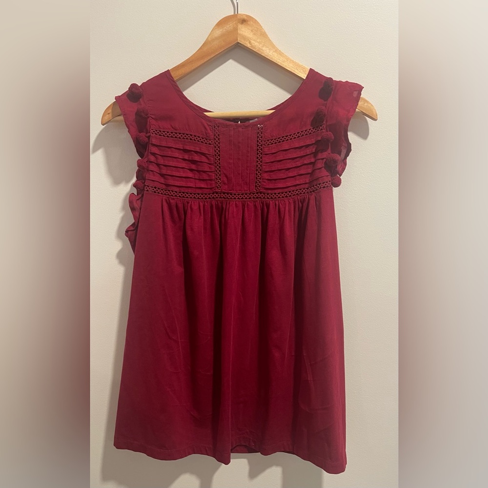 Crown & Ivy Ruffled Sleeveless Blouse